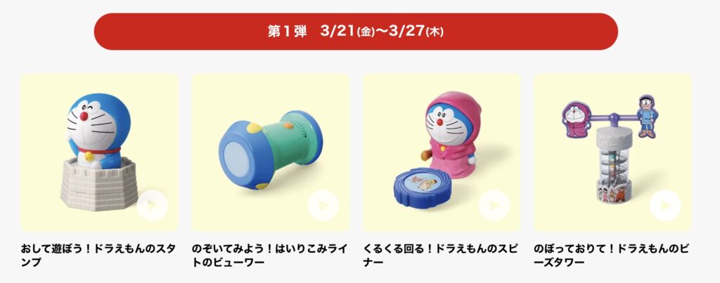 マクドナルドハッピーセットドラえもん