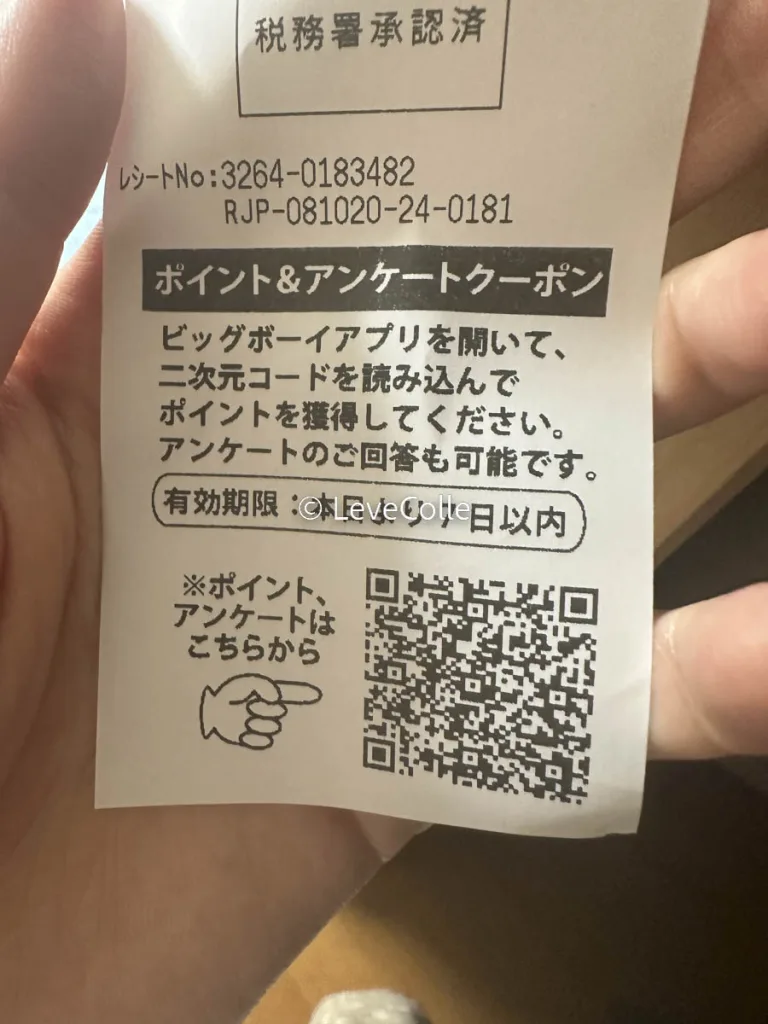 ビックボーイクーポンレシート